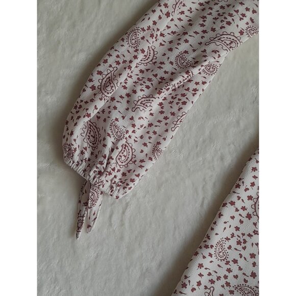 Abercrombie Fitch Sz Large Paisely Print Casual Lightweight Wrap Dress Red/White - Picture 5 of 11